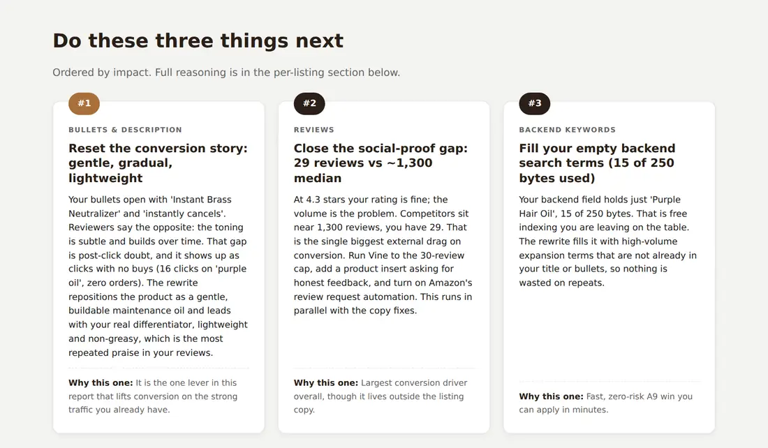 Three moves, ordered by impact